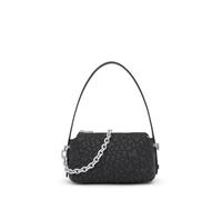 TOUS Bolso de Hombro Pequeño Negro con Cadena Plateada, Diseño Acolchado, Estilo Baguette