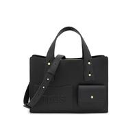 TOUS Bolso de Mano Negro, Tote con Asa Superior y Correa Ajustable, Diseño con Bolsillos Frontales y Logo en Relieve