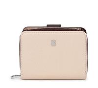 Tous Cartera de Poliuretano con Efecto Saffiano en Marrón y Beige, Cierre Presión y Cremallera, Medidas 12 x 10 x 3 cm, Bonito y Chic, Colección Dubai