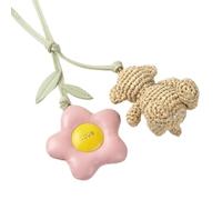 TOUS Charm Oso de Verano, Color Rosa y Multicolor, Colgante con Flor y Osito de Ganchillo