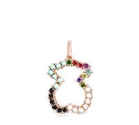 TOUS Colgante Oso para Mujer con Baño de Oro Rosa 18 Kt sobre Plata de Primera Ley y Gemas, Colección Straight
