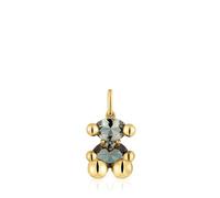 TOUS Colgante pequeño motivo oso con baño de oro 18 kt sobre plata y espinela verde creada en laboratorio, Para Mujer, Colección Color Bear LGG