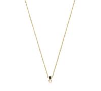 TOUS Collar de Plata de Primera Ley con Baño de Oro 18kt para Mujer con Ónix y Perla, 45 cm de Largo, Colección Glory