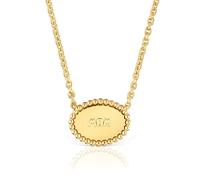 Tous - Collar Corto Con Baño De Oro 18 Kt Sobre Plata Placa Tous Mom - Dorado