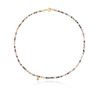 TOUS Collar Corto para Mujer con Baño de Oro 18 Kt sobre Plata de Primera Ley y Turmalinas, Colección Bold Bear Chain