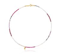 Tous - Collar Corto Con Baño De Oro 18 Kt Sobre Plata Y Turmalinas Bold Bear - Rosa