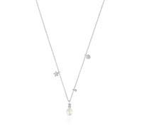 Tous - Collar Corto De Oro Blanco Con Diamantes, Perla Cultivada Y Motivos Tous Grain - Transparente