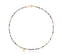 TOUS Collar Corto para Mujer con Baño de Oro 18 Kt sobre Plata de Primera Ley y Turmalinas, Colección Bold Bear Chain