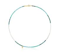 TOUS Collar Corto para Mujer con Baño de Oro 18 Kt sobre Plata de Primera Ley y Turmalinas, Colección Bold Bear Chain