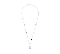 TOUS Collar Corto para Mujer de Plata de Primera Ley, Ónix y Motivo Oso, Colección Grain