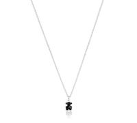 TOUS Collar Corto para Mujer de Plata de Primera Ley y Motivo Oso En Ónix, Colección Icon Color