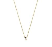 TOUS Collar de Plata de Primera Ley con Baño de Oro 18kt para Mujer con Ónix y Perla, 45 cm de Largo, Colección Glory