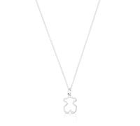 TOUS Collar de Plata de Primera Ley para Mujer con Colgante de Oso de 12 mm, 45 cm de Largo, Delicado y Elegante, Colección Galaxy