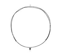 TOUS Collar de Plata de Primera Ley y Cordón con Motivo Corazón y Oso en Ónix para Mujer, 75cm de Largo, Colección Mini Color