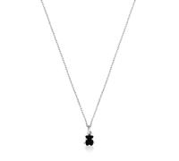 TOUS Collar de Plata de Primera Ley y Cordón con Motivo Oso en Ónix para Mujer, 45cm de Largo, Colección Mini Color