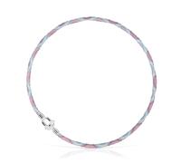 Tous - Collar Elástico De Plata Con Cordón Rosa Y Azul Tous Manifesto - Plateado