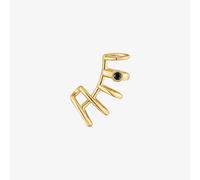 Tous - Earcuff 5 Aros Con Baño De Oro 18 Kt Sobre Plata Y Espinela Negra Line - Negro
