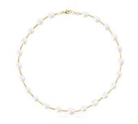 TOUS Gargantilla Tubo para Mujer con Baño de Oro de 18 Kt sobre Plata de Primera Ley y Perlas Cultivadas, Colección Gloss