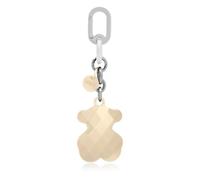 TOUS Llavero con Oso de Peluche Facetado, Dorado, Cadena Negra y Plateada, Charm Decorativo