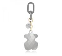 TOUS Llavero Oso con Cristales Facetados, Gris y Plata, Charm de Metal con Cadena