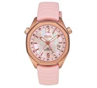 Tous - Reloj Gmt Automático Con Correa De Silicona Rosa, Caja De Acero Iprg Rosa Y Esfera De Nácar Tous Now - Dorado Rosado