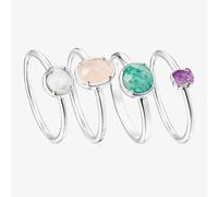 Tous - Pack De Cuatro Anillos De Plata Y Gemas Cool Color - Multi
