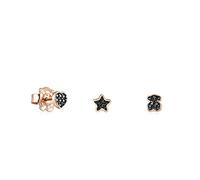 TOUS Pack de Pendientes con Baño de Oro 18Kt sobre Plata de Primera Ley para Mujer con Cierre de Presión y 3 Motivos Diferentes en Espinela, Minimalista y Elegante, Colección Motif