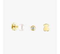 Tous - Pack De Piercings De Oreja Tous Pearl De Oro Con Diamante Y Perla - Transparente