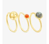 Tous - Pack De Tres Anillos De Plata Vermeil Y Gemas Plump - Dorado