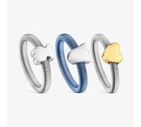 Tous - Pack De Tres Anillos De Plata Y Plata Bañada Corazón, Tulipa Y Oso Tous Mesh Tube - Multi