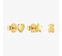 Tous - Pack De Tres Pendientes Con Baño De Oro 18 Kt Sobre Plata Motivos Bold Motif - Dorado