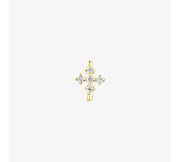 Tous - Pendiente Aro Pequeño Cruz De Oro Y Diamantes Les Classiques - Transparente