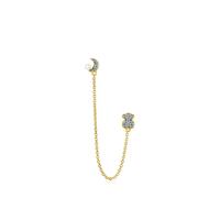 Tous - Pendiente Suelto Doble Con Baño De Oro 18 Kt Sobre Plata, Diamantes Y Perla Nocturne - Dorado