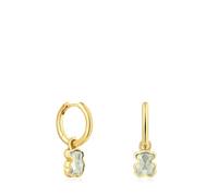 TOUS Pendientes aro con baño de oro 18 kt sobre plata y zafiro verde mint creado en laboratorio, Para Mujer, Colección Icon Color LGG