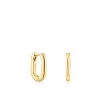 TOUS Pendientes Aro Cortos para Mujer con Baño de Oro 18 Kt sobre Plata de Primera Ley, 2 mm, Colección Basics