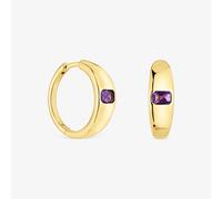 Tous - Pendientes Aro Cortos Con Baño De Oro 18 Kt Sobre Plata Y Amatista Basic Colors - Lila