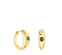 Tous - Pendientes Aro Cortos Con Baño De Oro 18 Kt Sobre Plata Y Cromo Diópsido Basic Colors - Verde