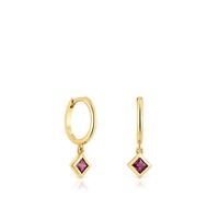 Tous - Pendientes Aro Cortos Con Baño De Oro 18 Kt Sobre Plata Y Detalle Rodolita Basic Colors - Rosa