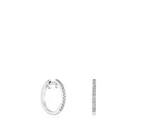 Tous - Pendientes Aro Cortos De Oro Blanco Con Diamantes 15 Mm Les Classiques - Transparente