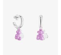 Tous - Pendientes Aro De Plata Con Cerámica Lila Y Doble Oso Bold Bear - Lila