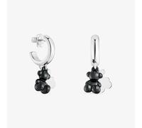Tous - Pendientes Aro De Plata Con Cerámica Negra Y Doble Oso Bold Bear - Negro