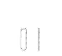 Tous - Pendientes Aro Largos Oval De Oro Blanco Con Diamantes Les Classiques - Transparente