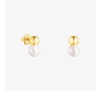 Tous - Pendientes Con Baño De Oro 18 Kt Sobre Plata Y Perla Grande Gloss - Blanco
