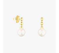 Tous - Pendientes Cortos Bolas Con Baño De Oro 18 Kt Sobre Plata Y Perla Gloss - Blanco