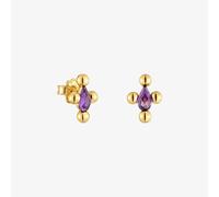 Tous - Pendientes Cortos Con Baño De Oro 18 Kt Sobre Plata Y Amatista Sugar Party - Lila