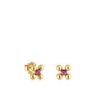 Tous - Pendientes Cortos Con Baño De Oro 18 Kt Sobre Plata Y Rodolita Sugar Party - Rosa