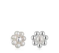 Tous - Pendientes Cortos De Plata Flor Y Perlas Cultivadas Sugar Party - Blanco