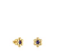 Tous - Pendientes Cortos Flor Con Baño De Oro 18 Kt Sobre Plata Y Iolita Sugar Party - Azul