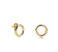 TOUS Pendientes de Anilla con Baño de Oro 18Kt sobre Plata para Mujer con Motivo de Oso 1.6cm, Fino y Elegante, Colección Hold