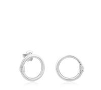 TOUS Pendientes de Anilla de Plata de Primera Ley para Mujer con Motivo de Oso 1.6cm, Fino y Elegante, Colección Hold